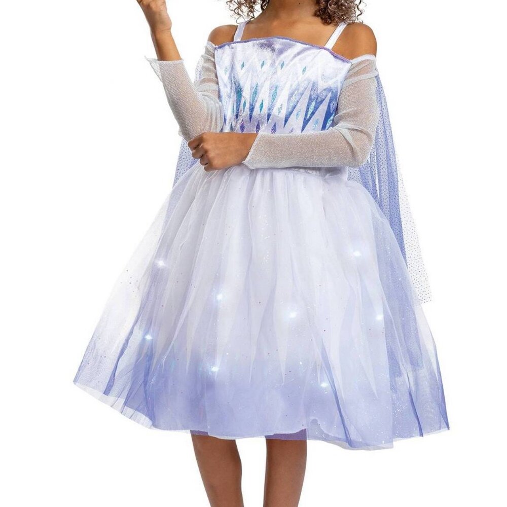 Princess Elsa Queen Light Up 3T/4T Costume Disney Frozen Dress, Hairclip Toddler